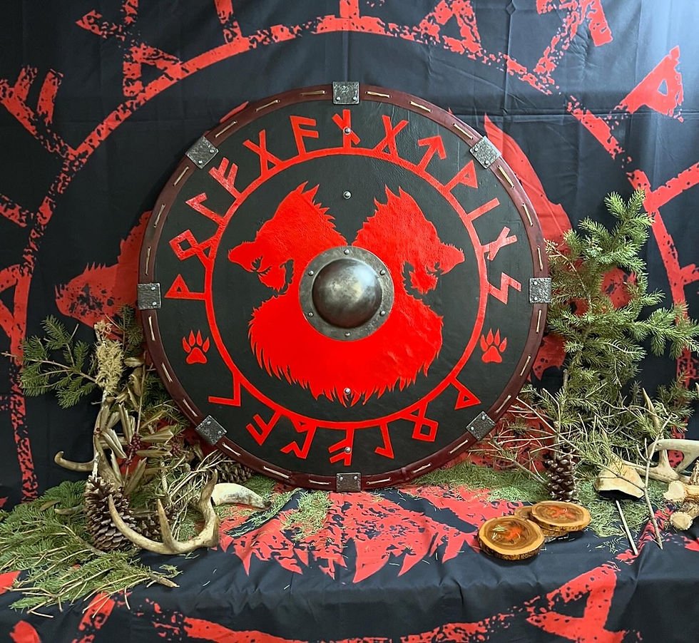 Thumbnail: RED WOLF OF ODIN VIKING SHIELD