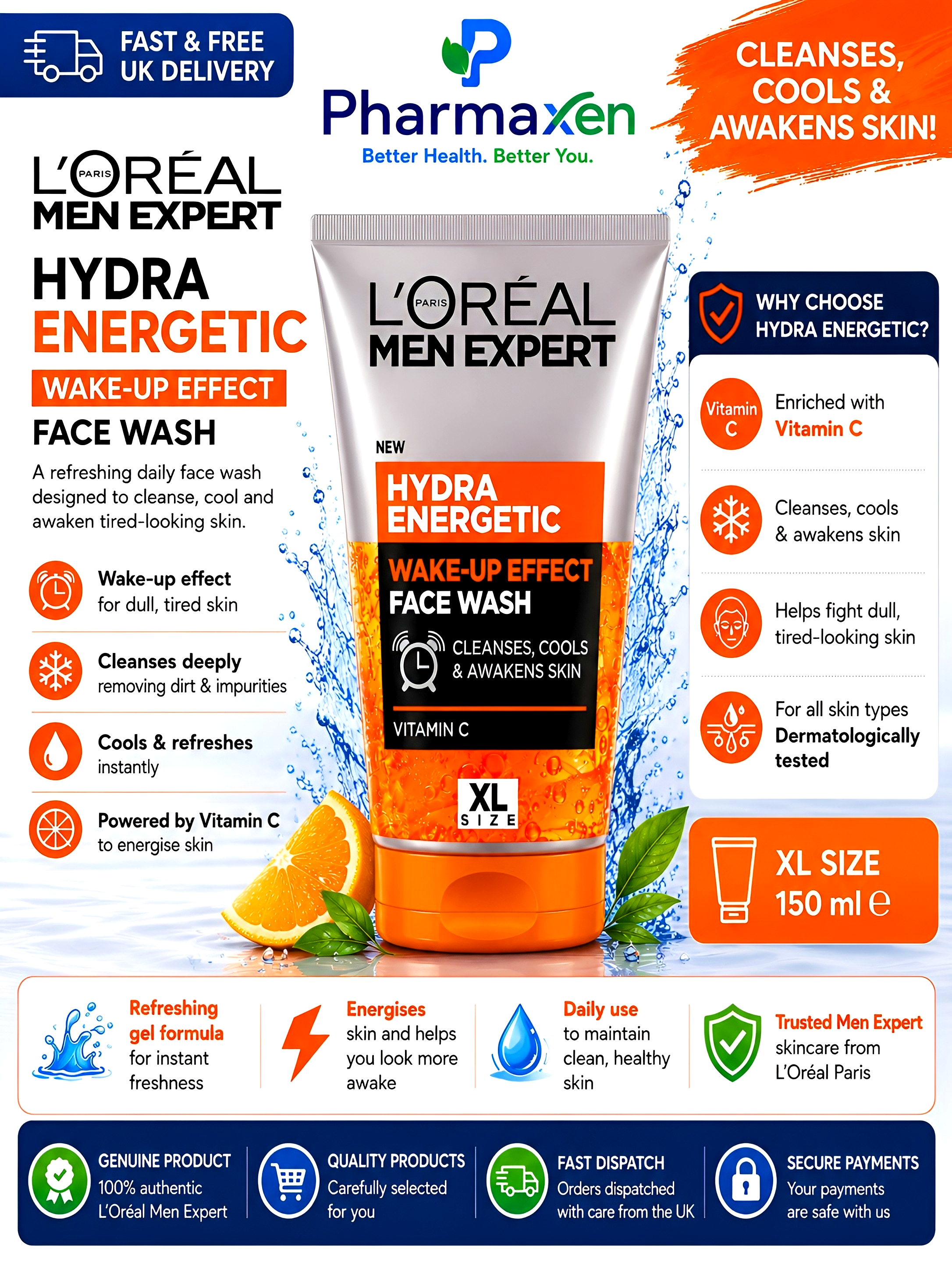 L'Oreal Men Expert Facewash - 2 Packs - (150ml each)