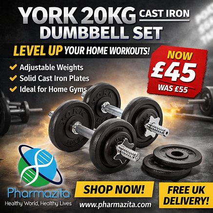 York 20 kg Black Cast Iron Dumbbell Set