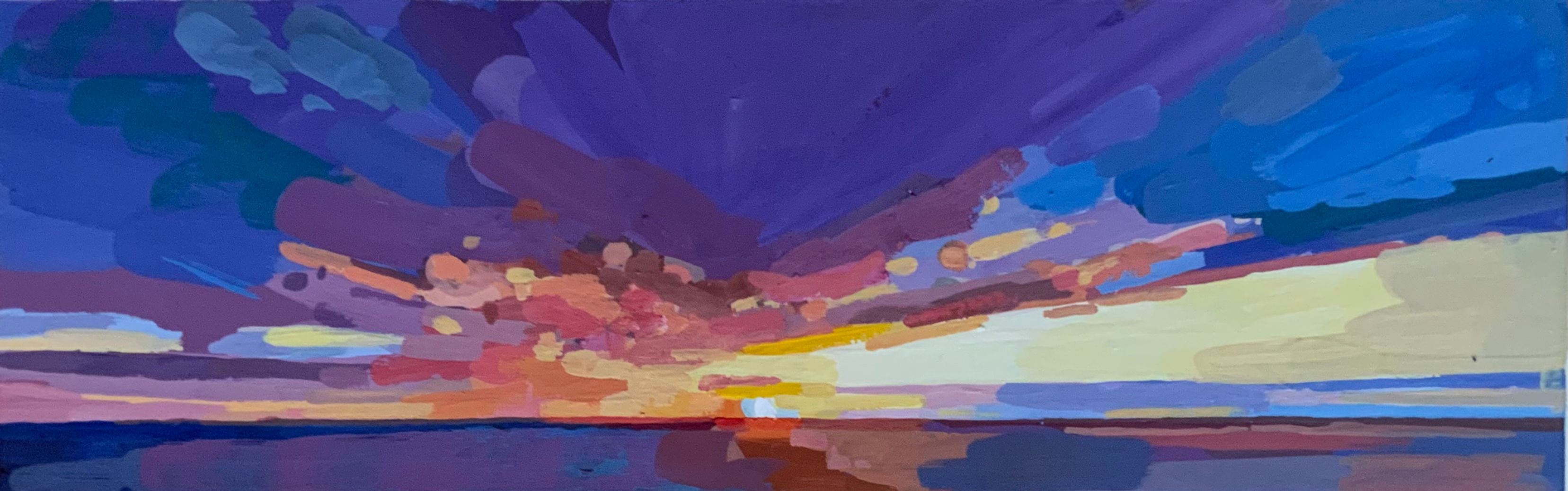 Gouache English Channel Sunrise 4 x 10”