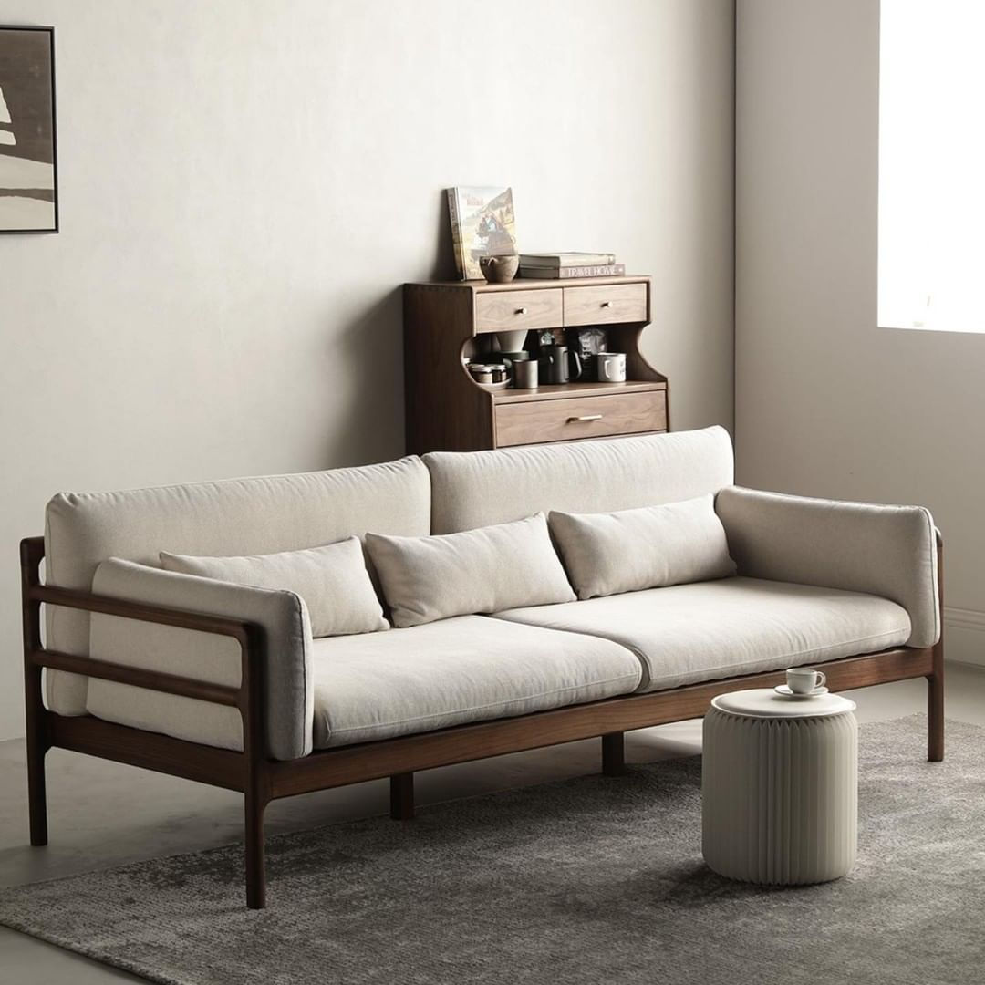 Asobiba Sofa โครงไม้ยางพาราแท้ บุผ้า Holland Velvet