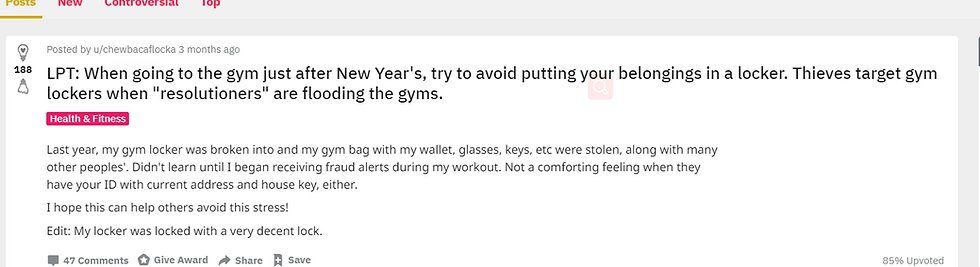 Gym theft problems