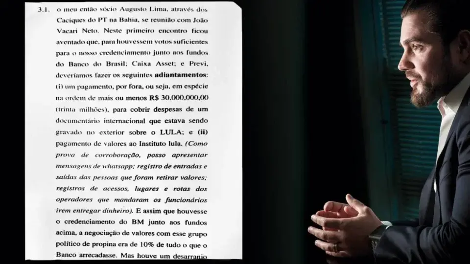 Vorcaro revela à PGR pagamento de R$ 30 milhões em espécie ao Instituto Lula