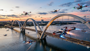 Ponte JK tem arcos limpos com drones em operação inovadora