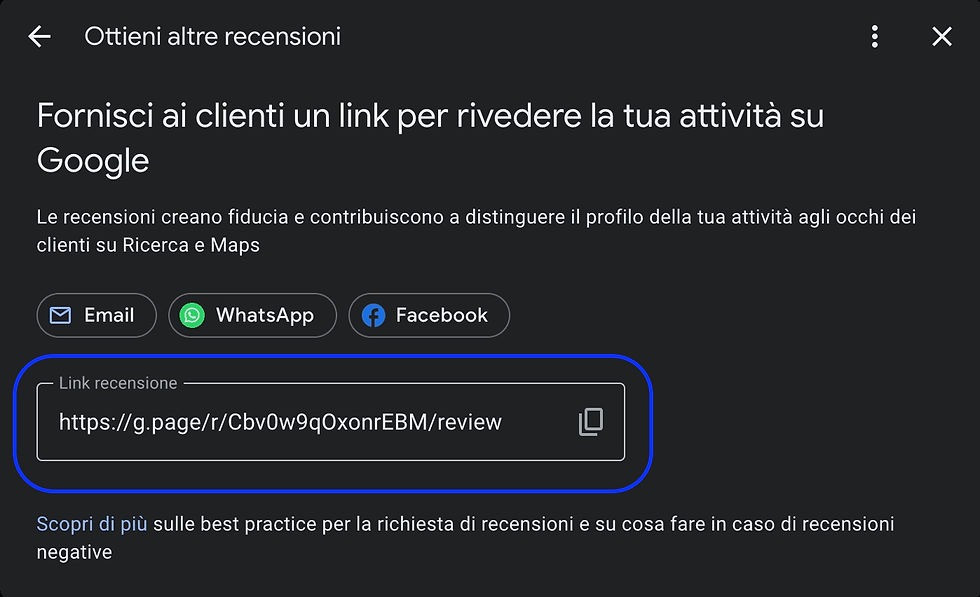 Link Recensioni GMB