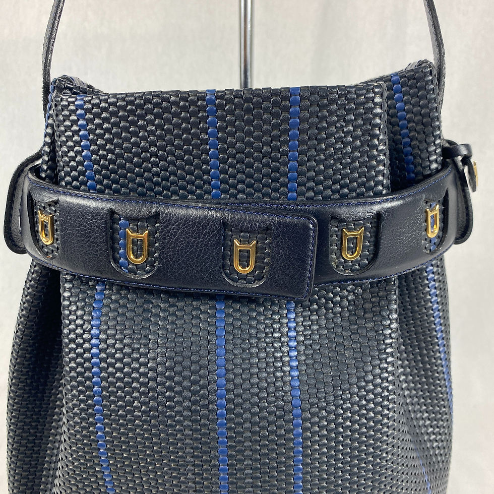 Thumbnail: Delvaux Vintage Calicot toile de cuir