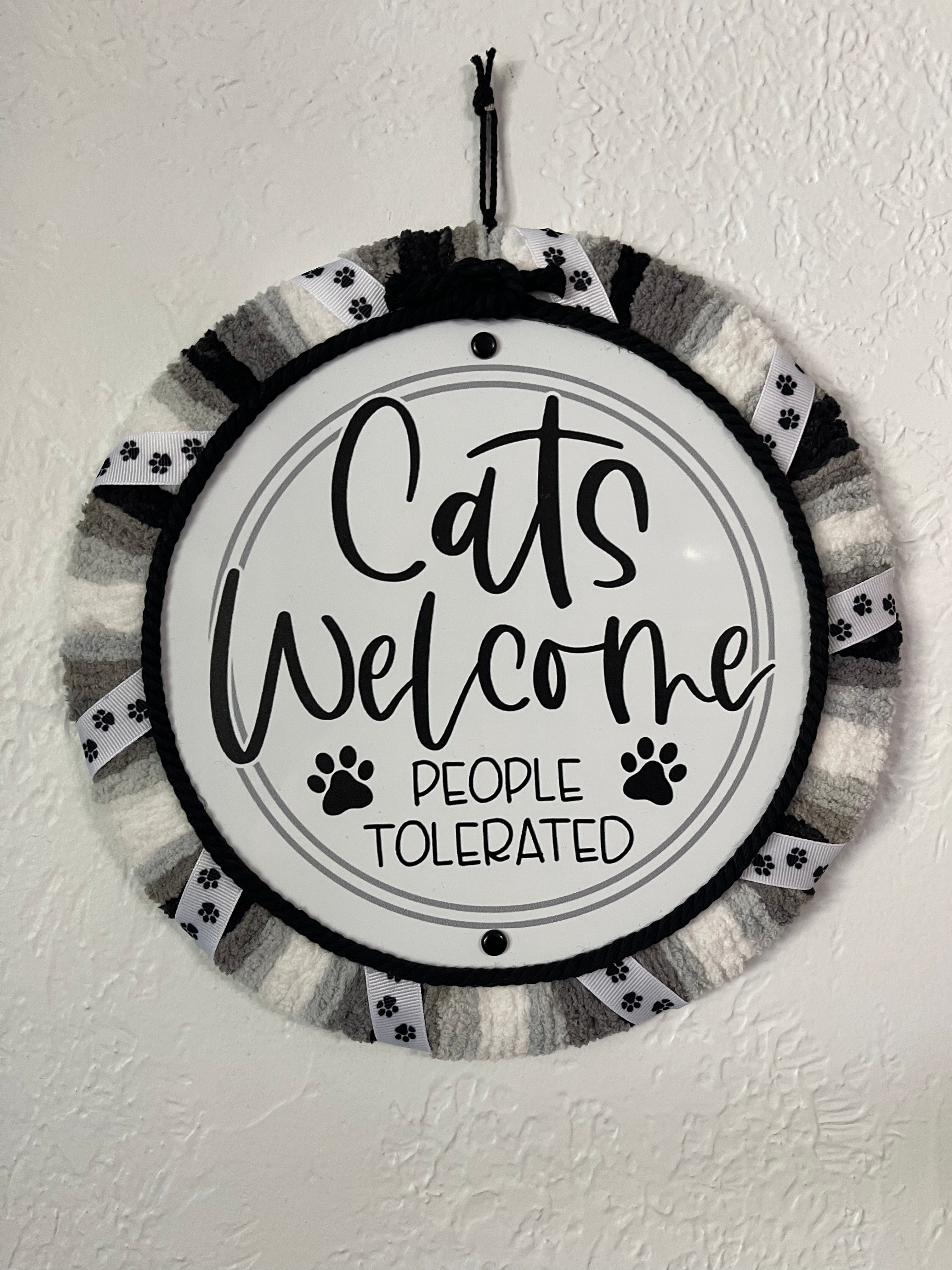 Cats Welcome People Tolerated Black and White