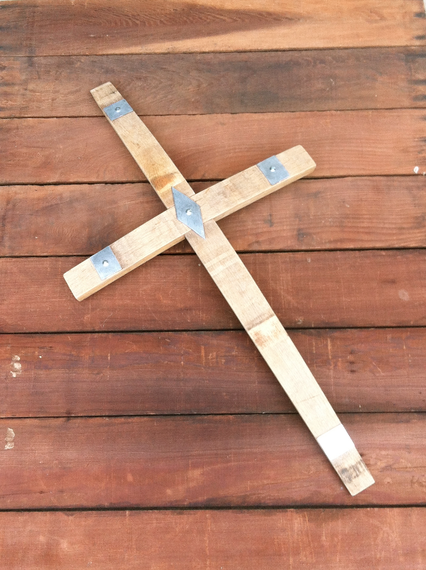 Wood Cross with Metal Accents
