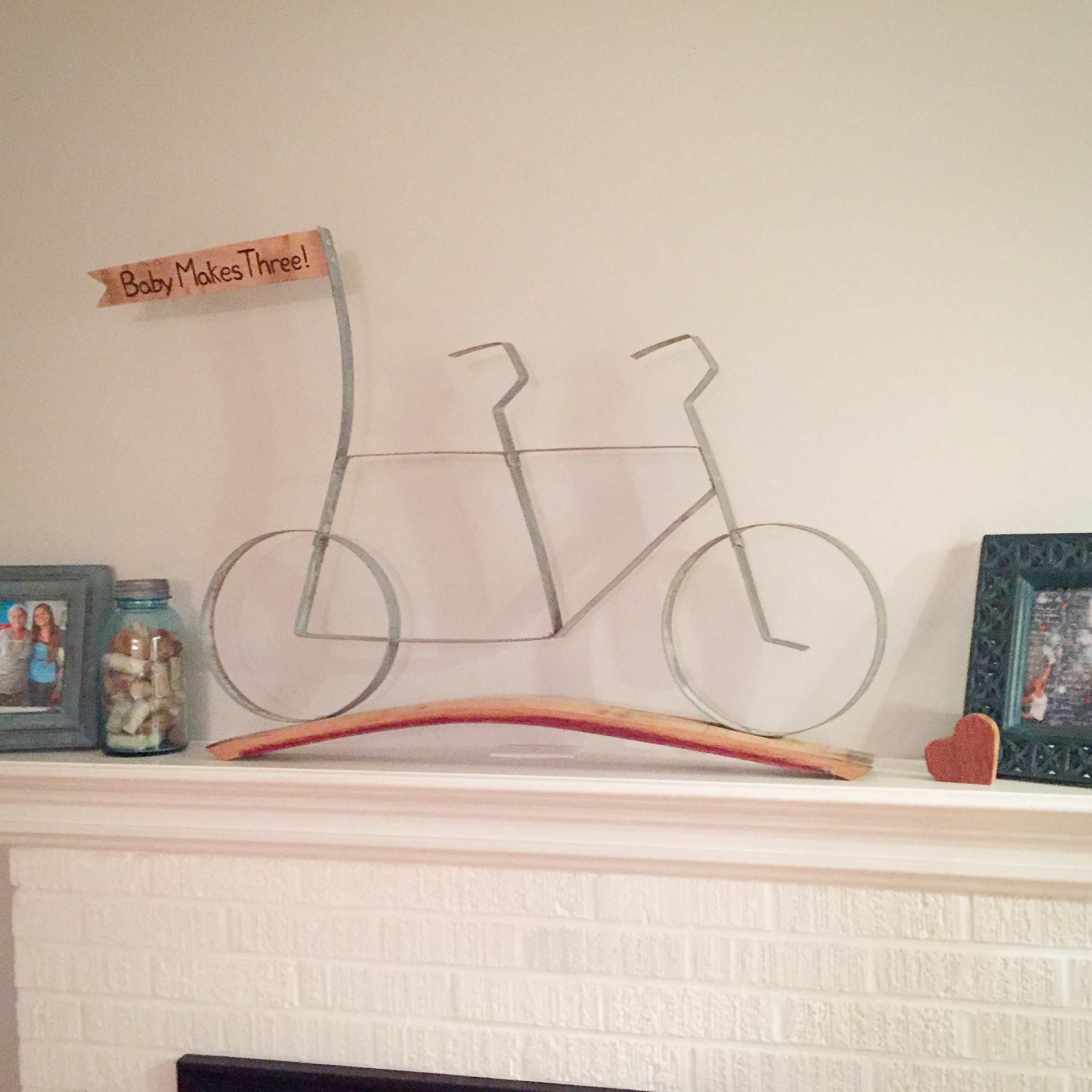 Tandem Bike with Wood Flag