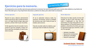 Ejercicios. La memoria, 4ª parte.