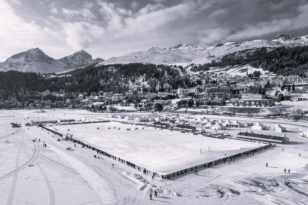 The frozen lake turned into a stunning polo field.