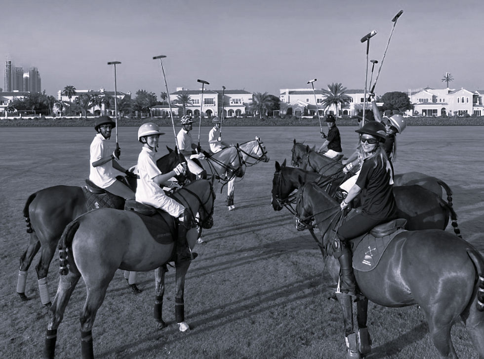 The guys having a good time at the Dubai Polo Academy.