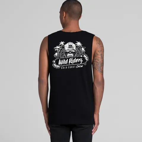 Wild Riders sleeveless top logo design, back print
