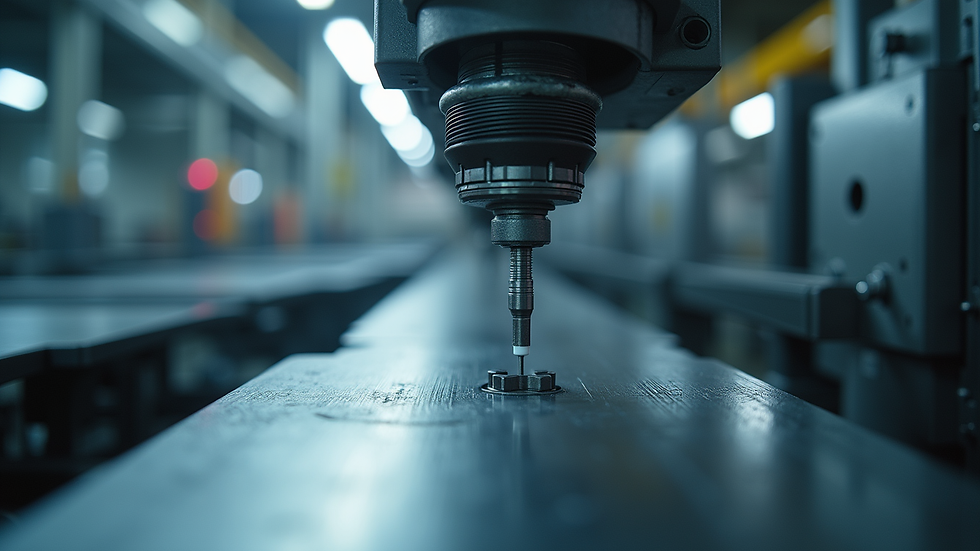 Eye-level view of a precision coating die setup in a manufacturing line