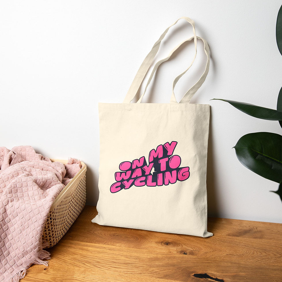 Thumbnail: Cycling Tote Bag — "On My Way to Cycling" Cotton Canvas Shopper