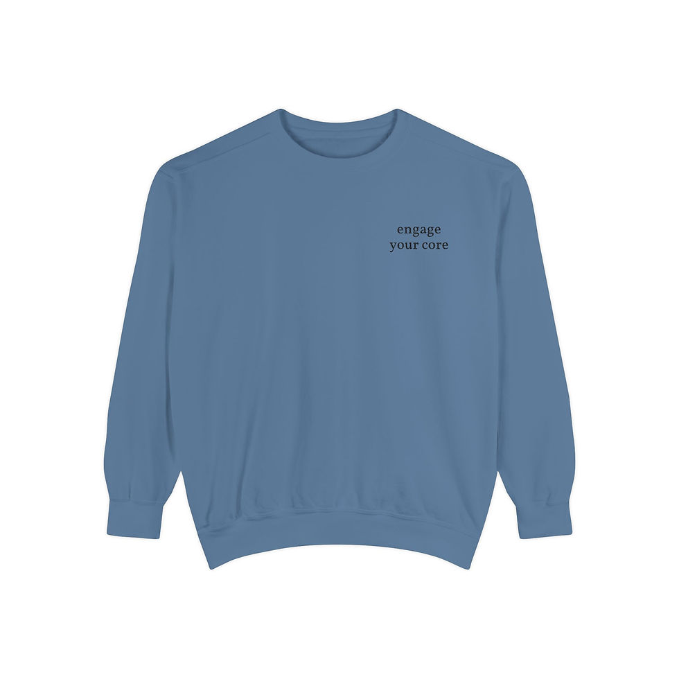 Thumbnail: Minimal 'engage your core' pilates Sweatshirt – White Garment-Dyed Crewneck