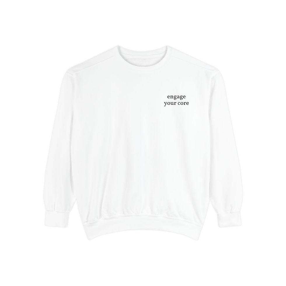 Thumbnail: Minimal 'engage your core' pilates Sweatshirt – White Garment-Dyed Crewneck