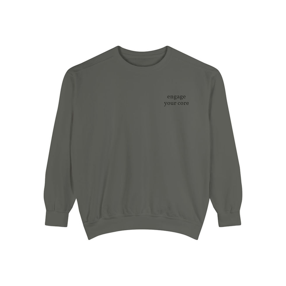Thumbnail: Minimal 'engage your core' pilates Sweatshirt – White Garment-Dyed Crewneck