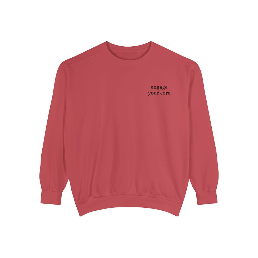 Thumbnail: Minimal 'engage your core' pilates Sweatshirt – White Garment-Dyed Crewneck