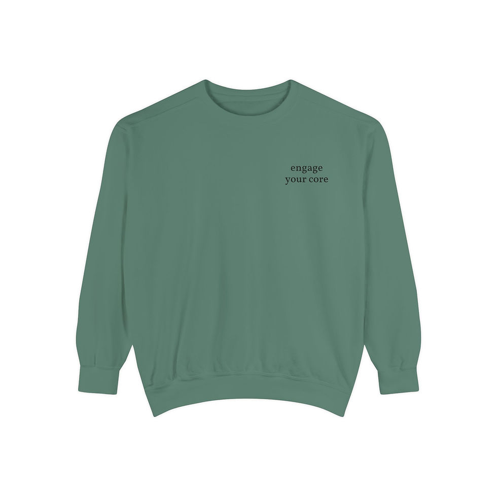 Thumbnail: Minimal 'engage your core' pilates Sweatshirt – White Garment-Dyed Crewneck