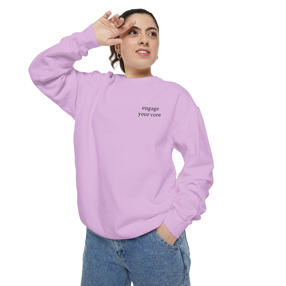 Thumbnail: Minimal 'engage your core' pilates Sweatshirt – White Garment-Dyed Crewneck