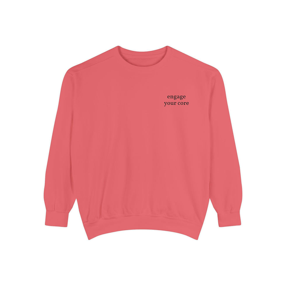 Thumbnail: Minimal 'engage your core' pilates Sweatshirt – White Garment-Dyed Crewneck