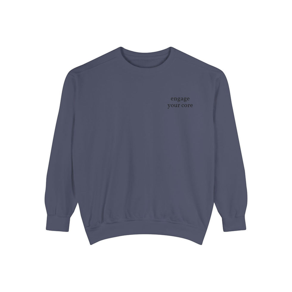 Thumbnail: Minimal 'engage your core' pilates Sweatshirt – White Garment-Dyed Crewneck