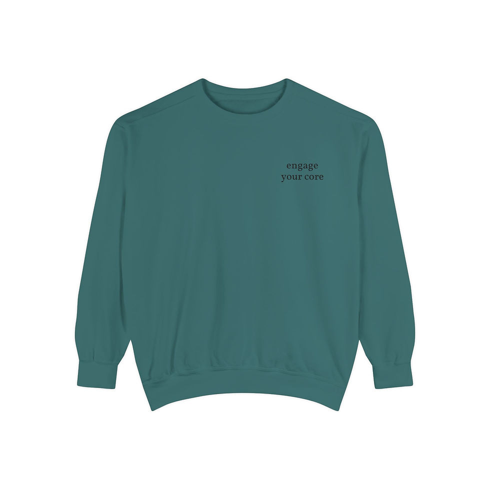 Thumbnail: Minimal 'engage your core' pilates Sweatshirt – White Garment-Dyed Crewneck