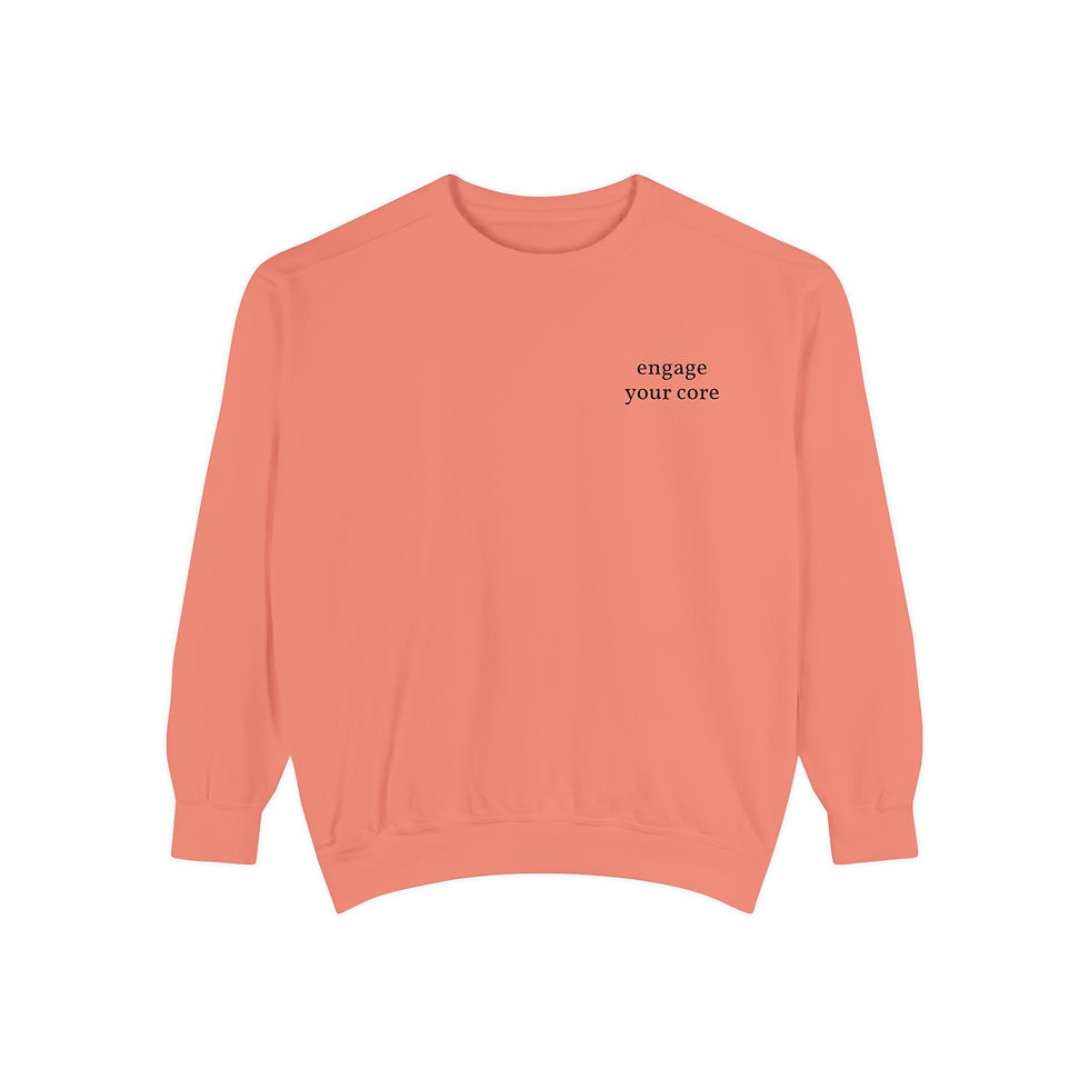Thumbnail: Minimal 'engage your core' pilates Sweatshirt – White Garment-Dyed Crewneck