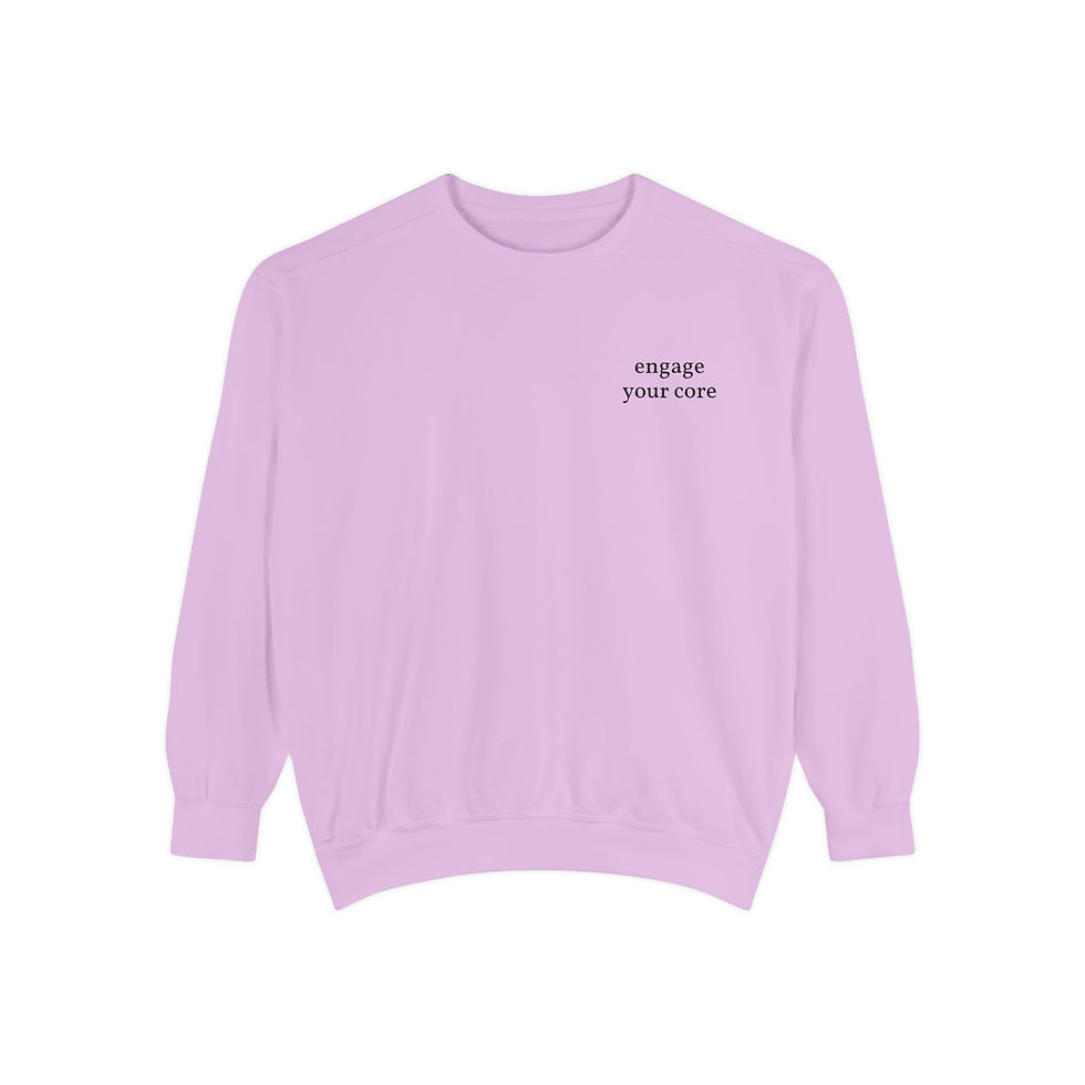 Thumbnail: Minimal 'engage your core' pilates Sweatshirt – White Garment-Dyed Crewneck