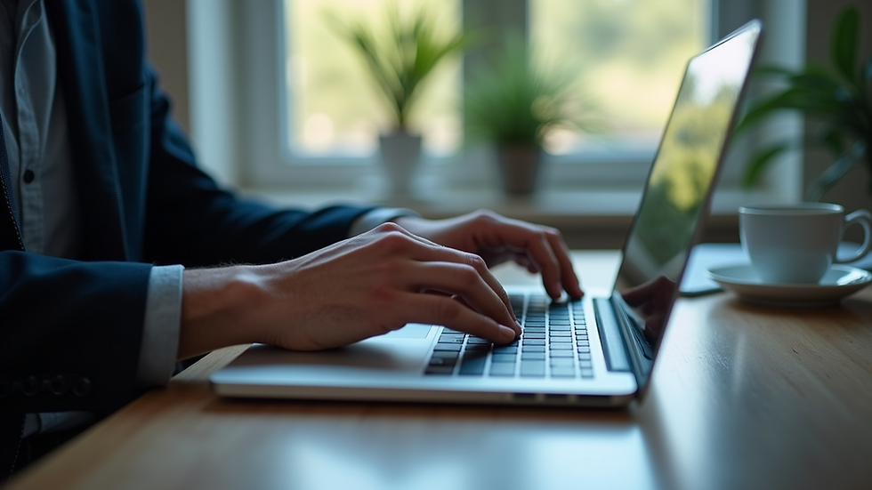 Eye-level view of a person analyzing investment options on a laptop