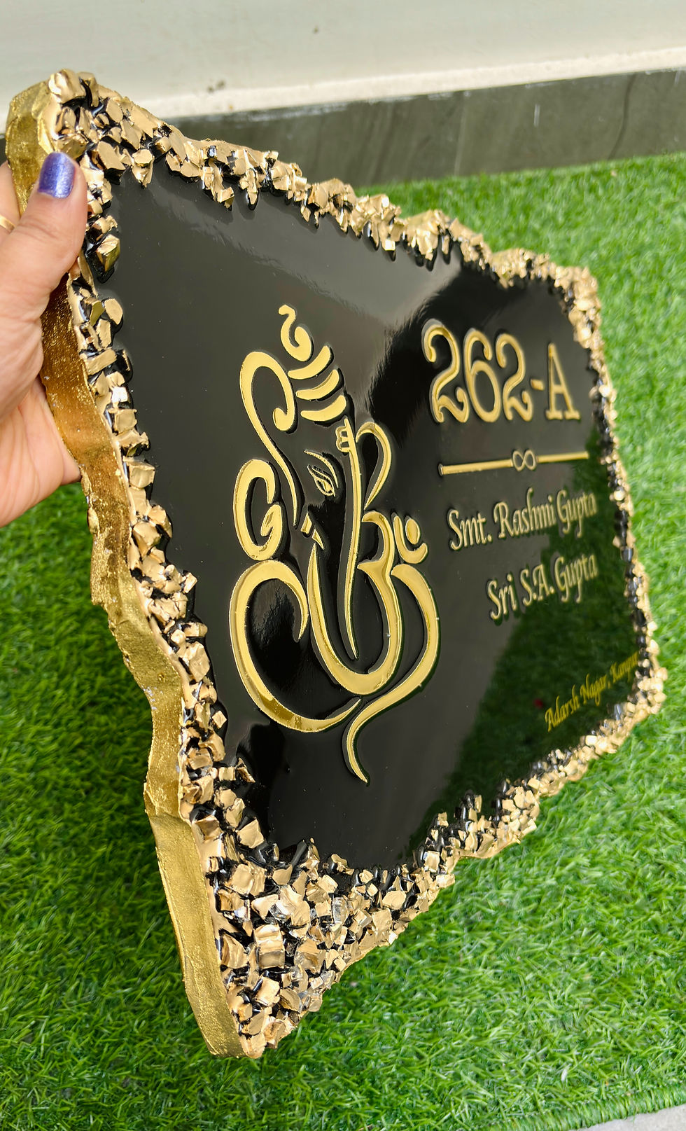 Thumbnail: Black and gold custom nameplate