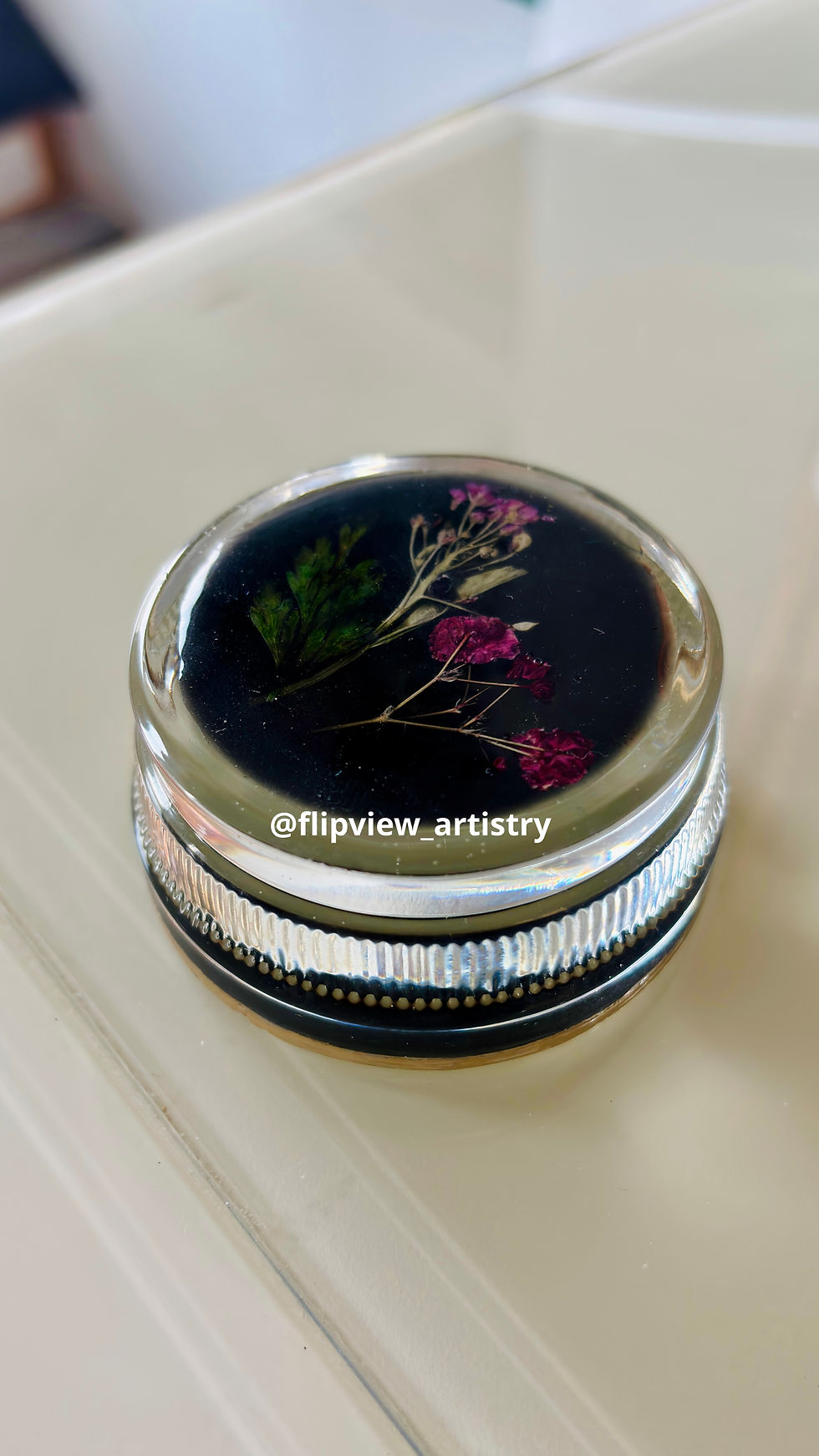 Pressed Flower Resin Paperweight