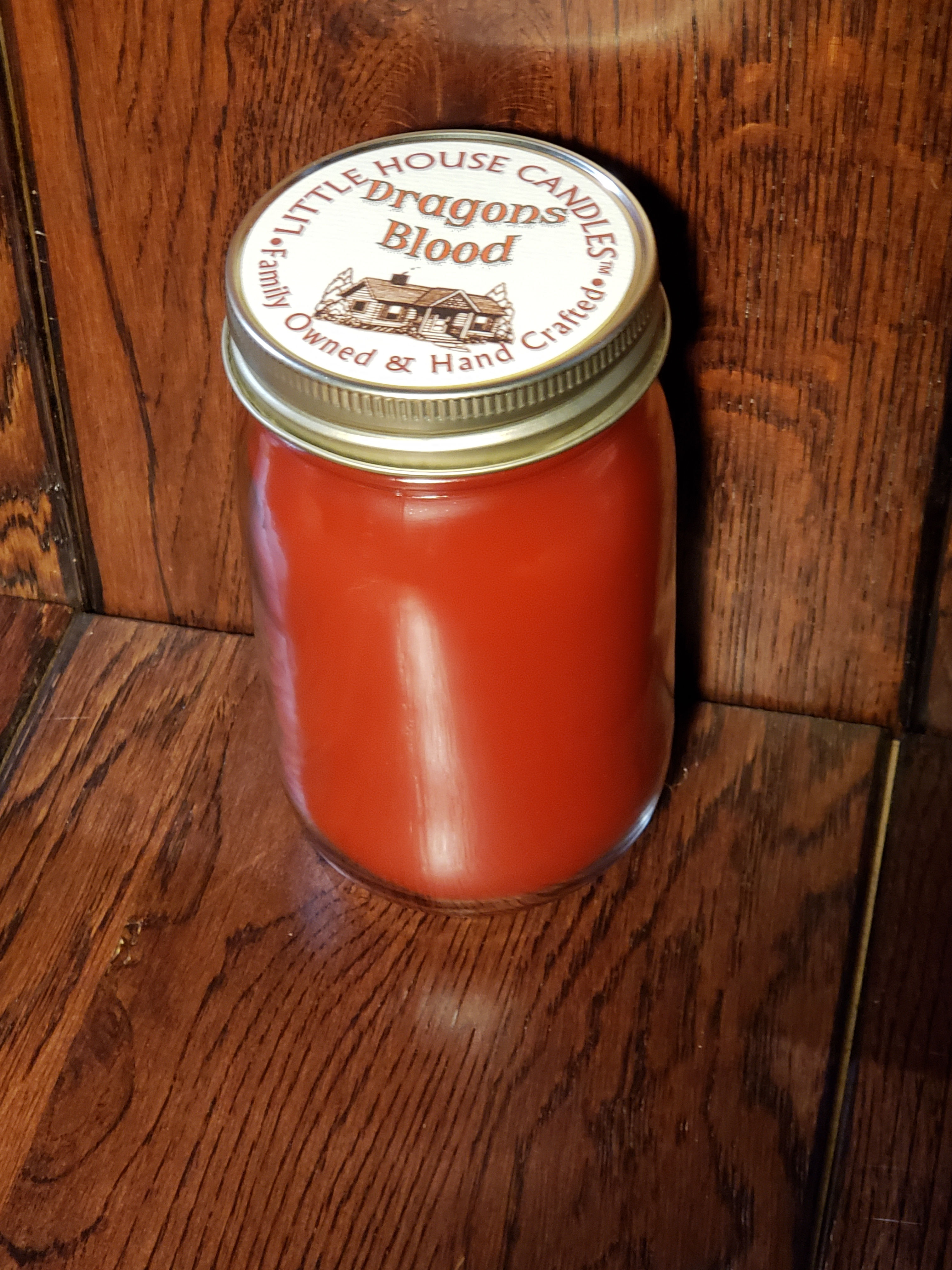 Little House Candles - Dragons Blood -Medium 14 Oz. Mason Jar Candle