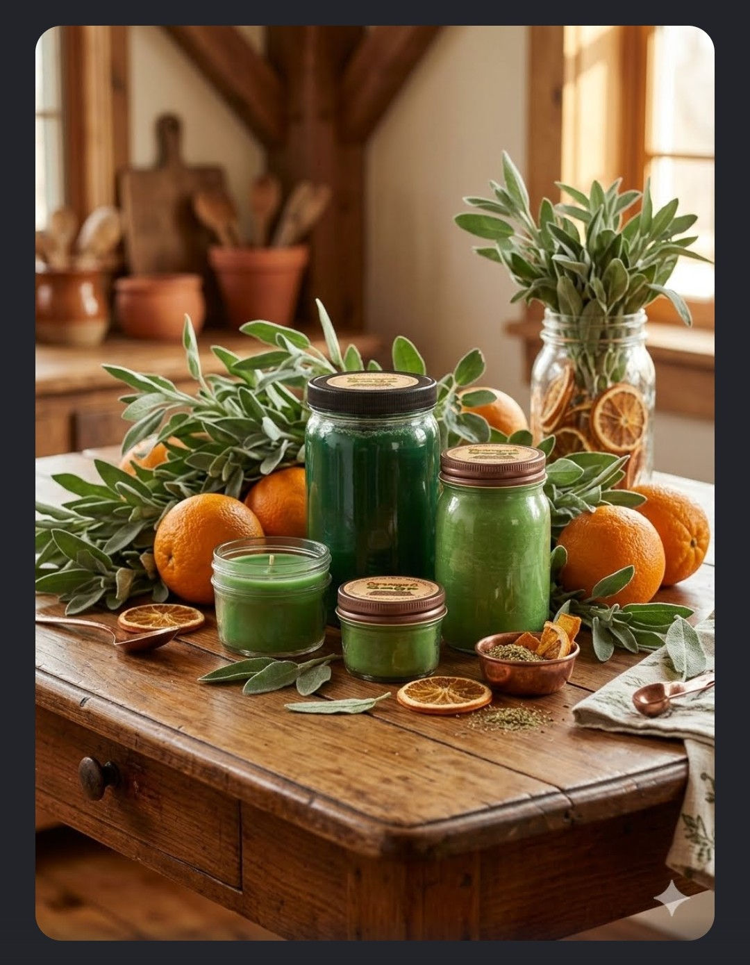 Orange & Sage - 4 Oz. Small Little House Candle Jelly Jar