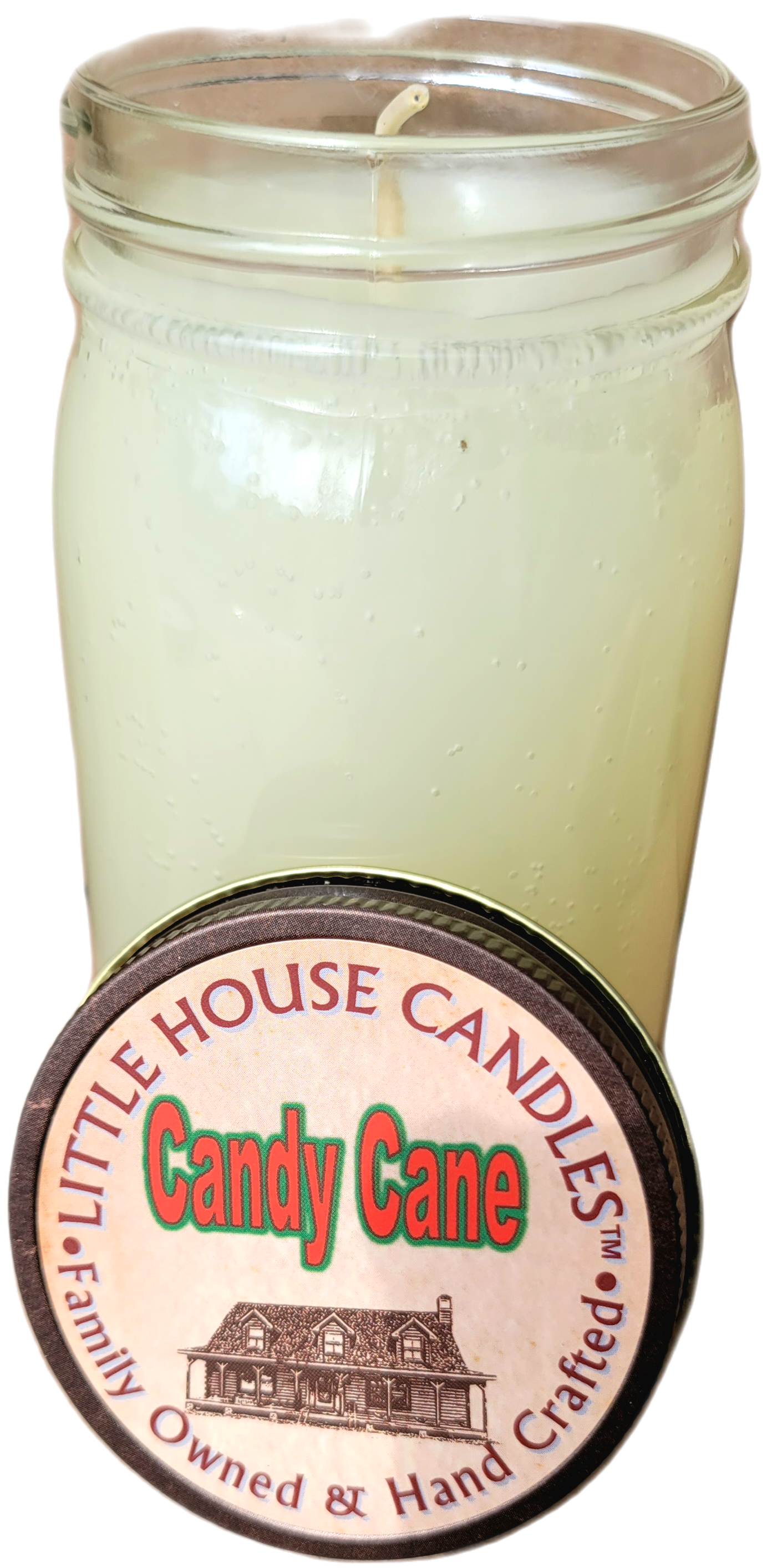 Candy Cane - Medium 14 Oz. Little House Pint Mason Jar Candle