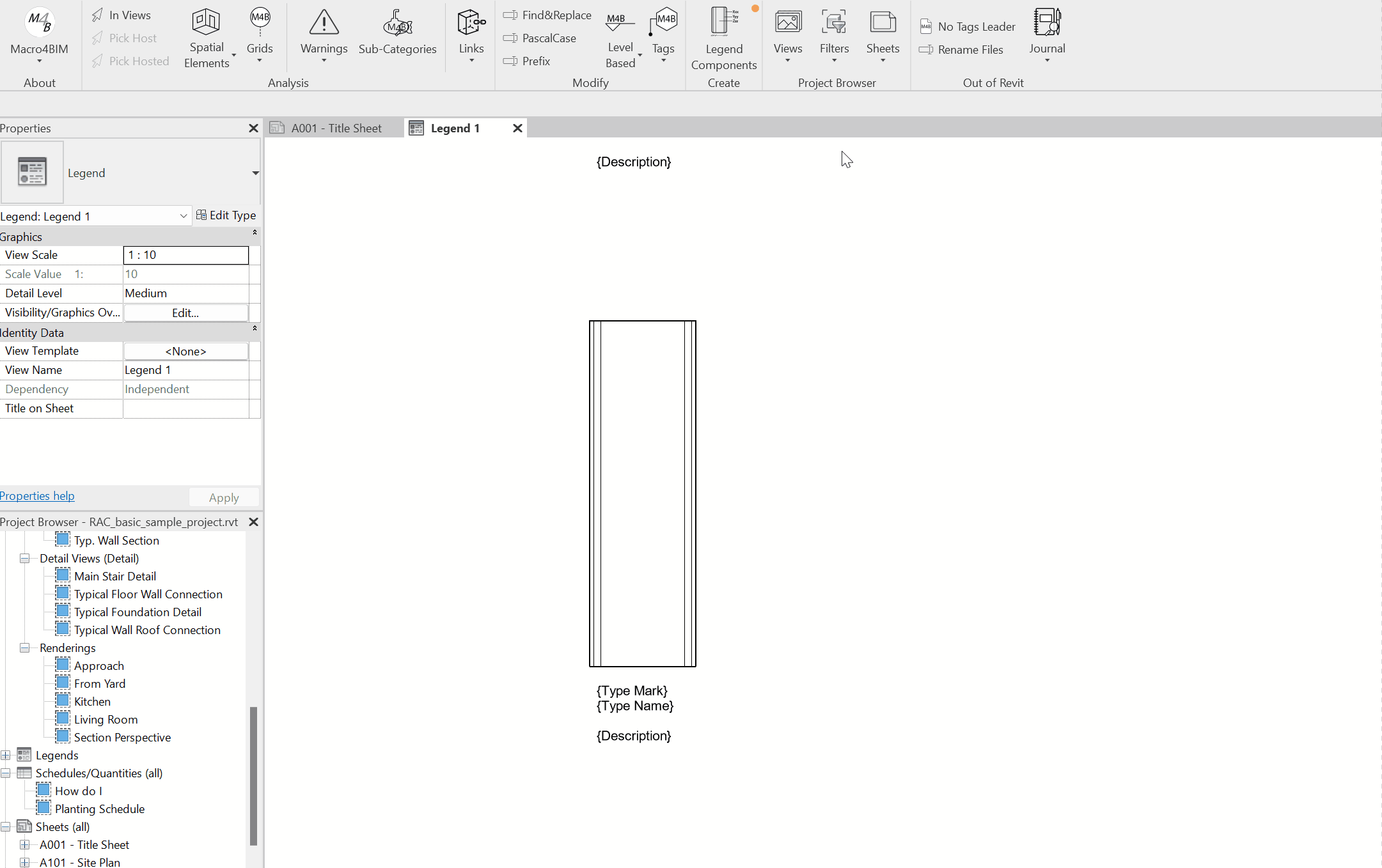 automatic Revit Legend components and dimension