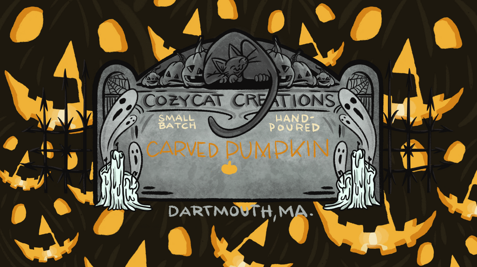 carved pumpkin label