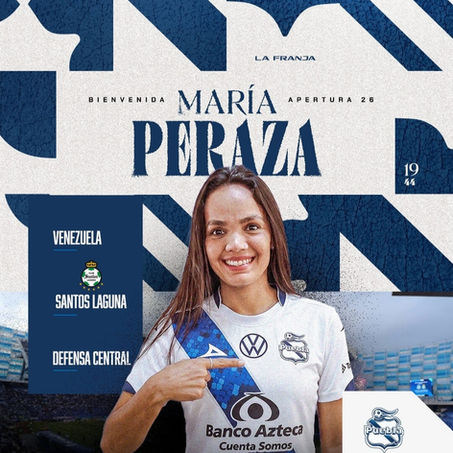 MARÍA PERAZA ES NUEVA DEFENSA CENTRAL DEL PUEBLA FEMENIL DE CARA AL APERTURA 2026