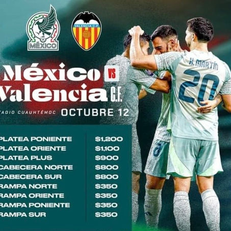 ARRANCA LA VENTA AL PÚBLICO EN GENERAL PARA EL PARTIDO DE MÉXICO VS VALENCIA.