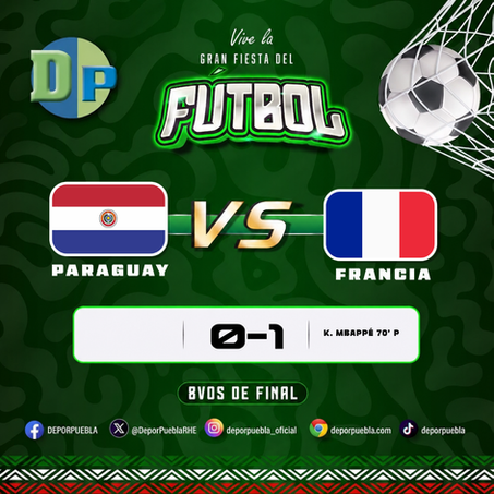 FRANCIA ELIMINA POR LA MÍNIMA A PARAGUAY Y SE INSTALA EN CUARTOS DE FINAL