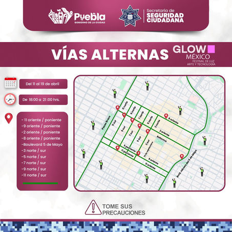 CIERRES VIALES TRANSFORMARÁN EL CENTRO HISTÓRICO POR EL FESTIVAL GLOW MÉXICO
