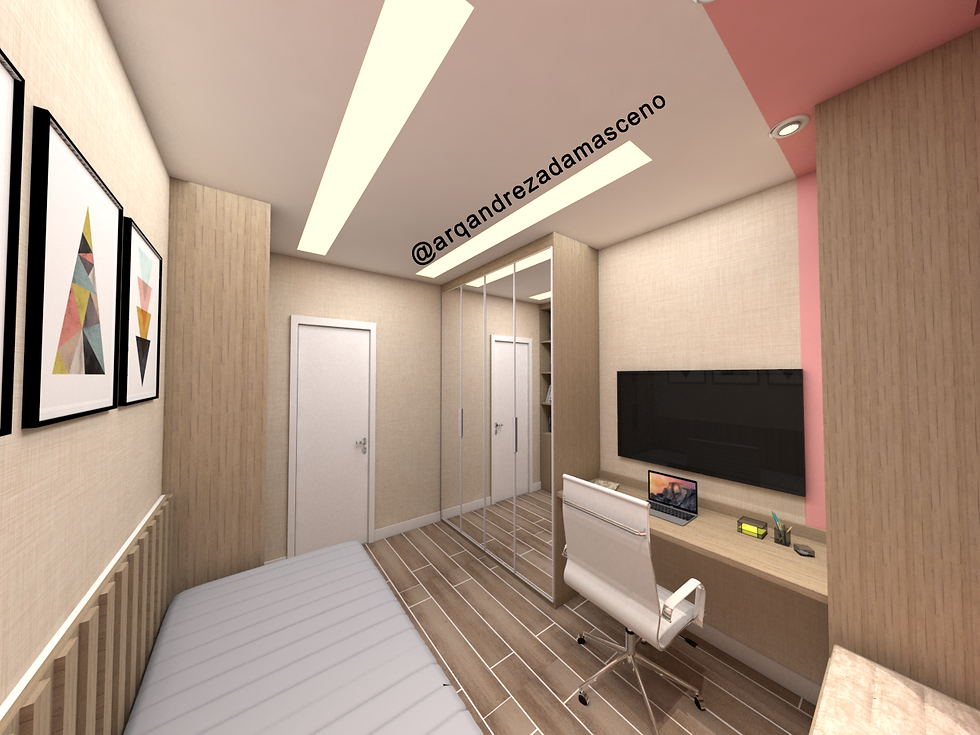 Quarto com espaço para estudo/leitura