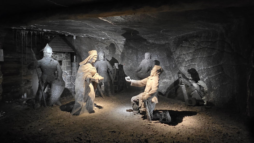 A scene depicting Saint Kinga's story
