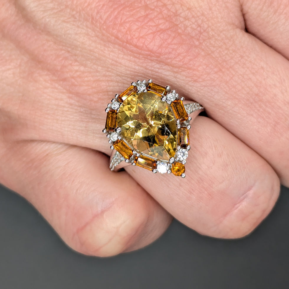 Citrine and Zircon Silver Ring