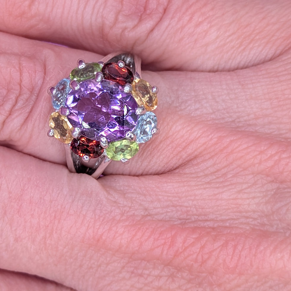 Citrine Peridot and Garnet Ring