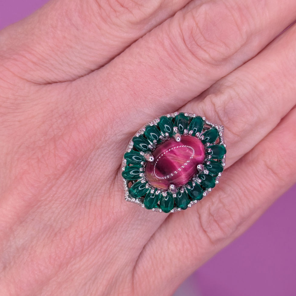 Colorless Quartz and Lab Spinel Ring