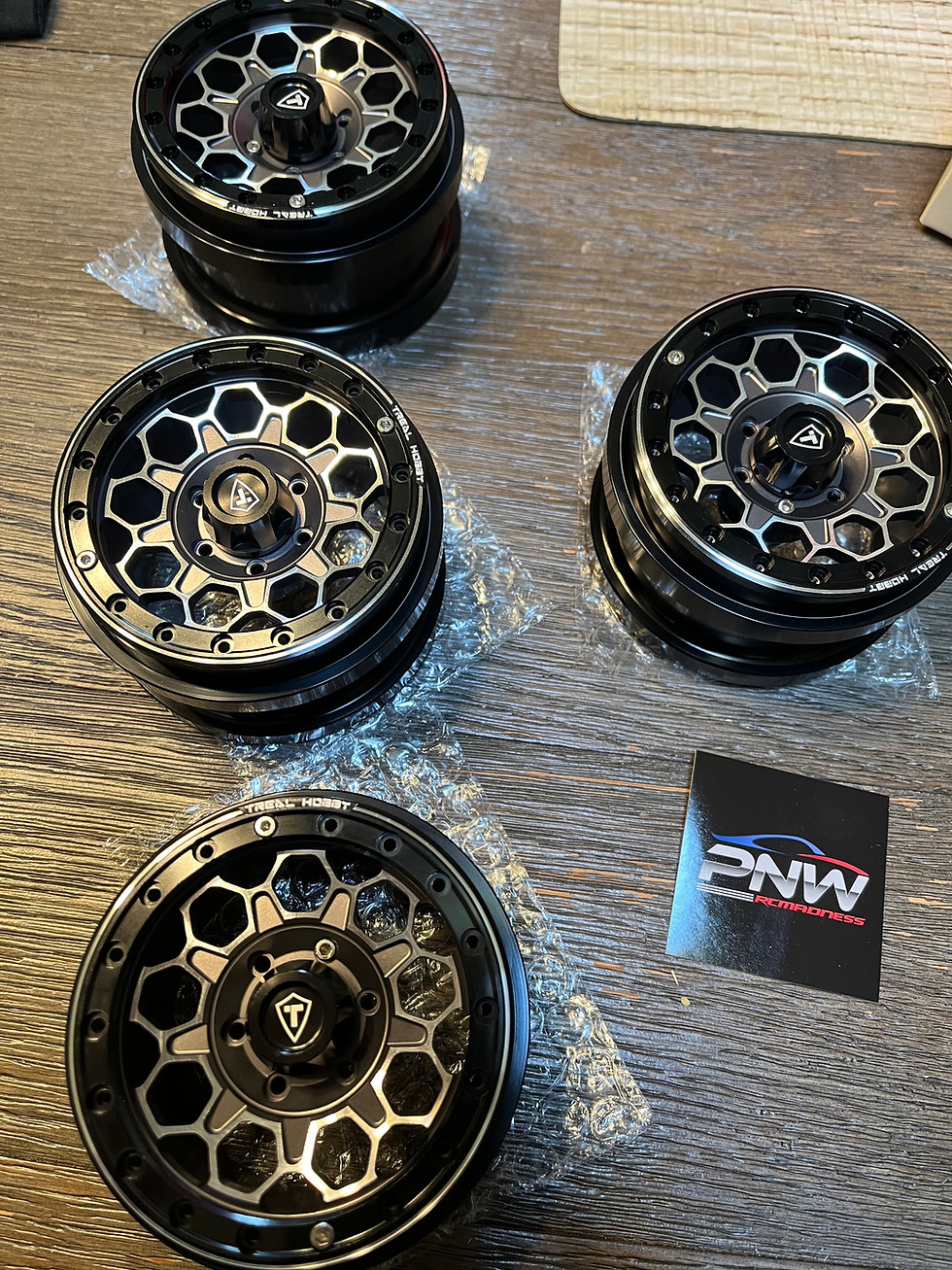 Thumbnail: (Titanium) TREAL SCX6 Wheels 2.9'' Beadlock Wheels (2) CNC Machined SCX6 Upgrade