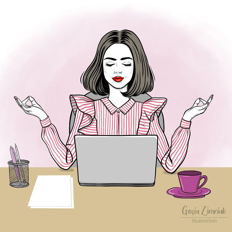 Girl Boss on her laptop meditating