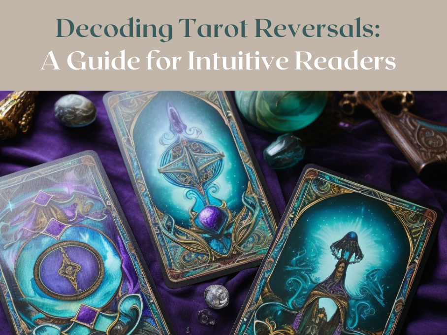 A tarot spread with multiple reversed cards, highlighting the complexity of reversals